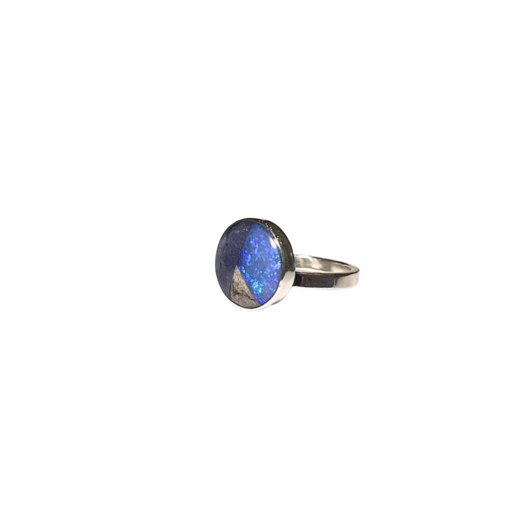 Soft Domed Crystal Opal Ring - Size 7.25
