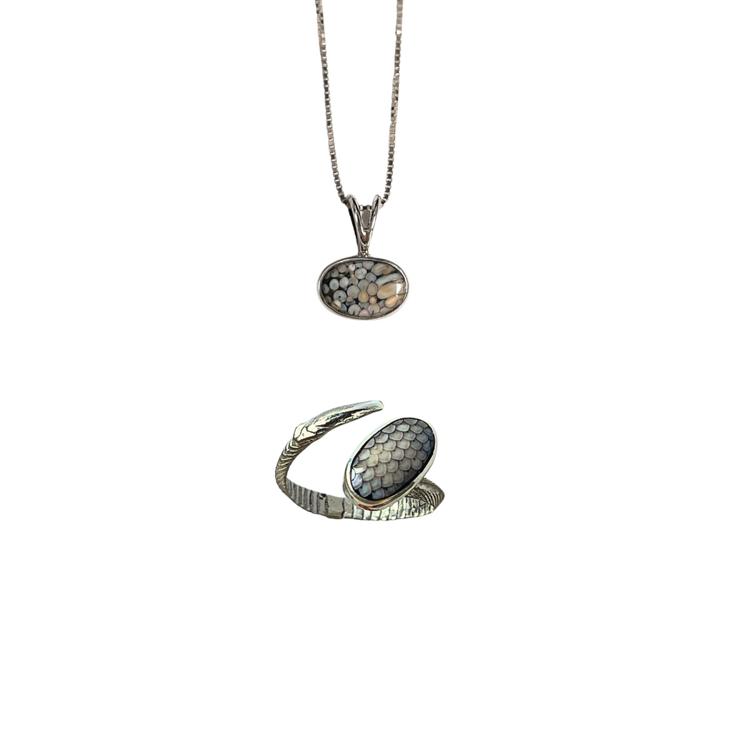 Sand + Water Set (Adjustable Ring + Necklace) - Wrasse Fossil