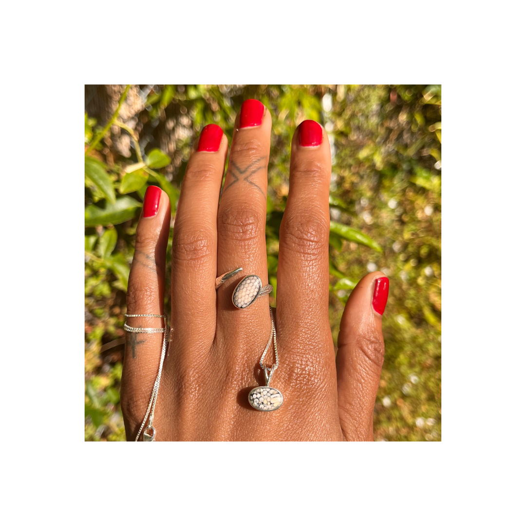 Sand + Water Set (Adjustable Ring + Necklace) - Wrasse Fossil