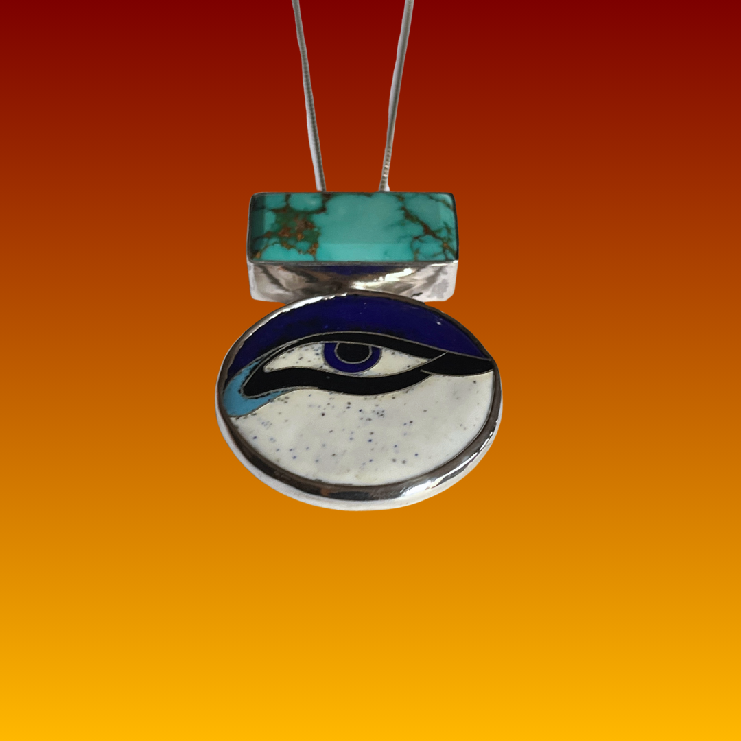 Visionary Necklace - Crescent Lake Turquoise + Cloisonné Enamel