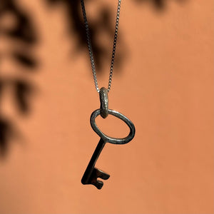 Modern Antique Heart Key Charm