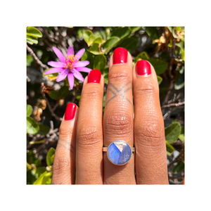 Soft Domed Crystal Opal Ring - Size 7.25