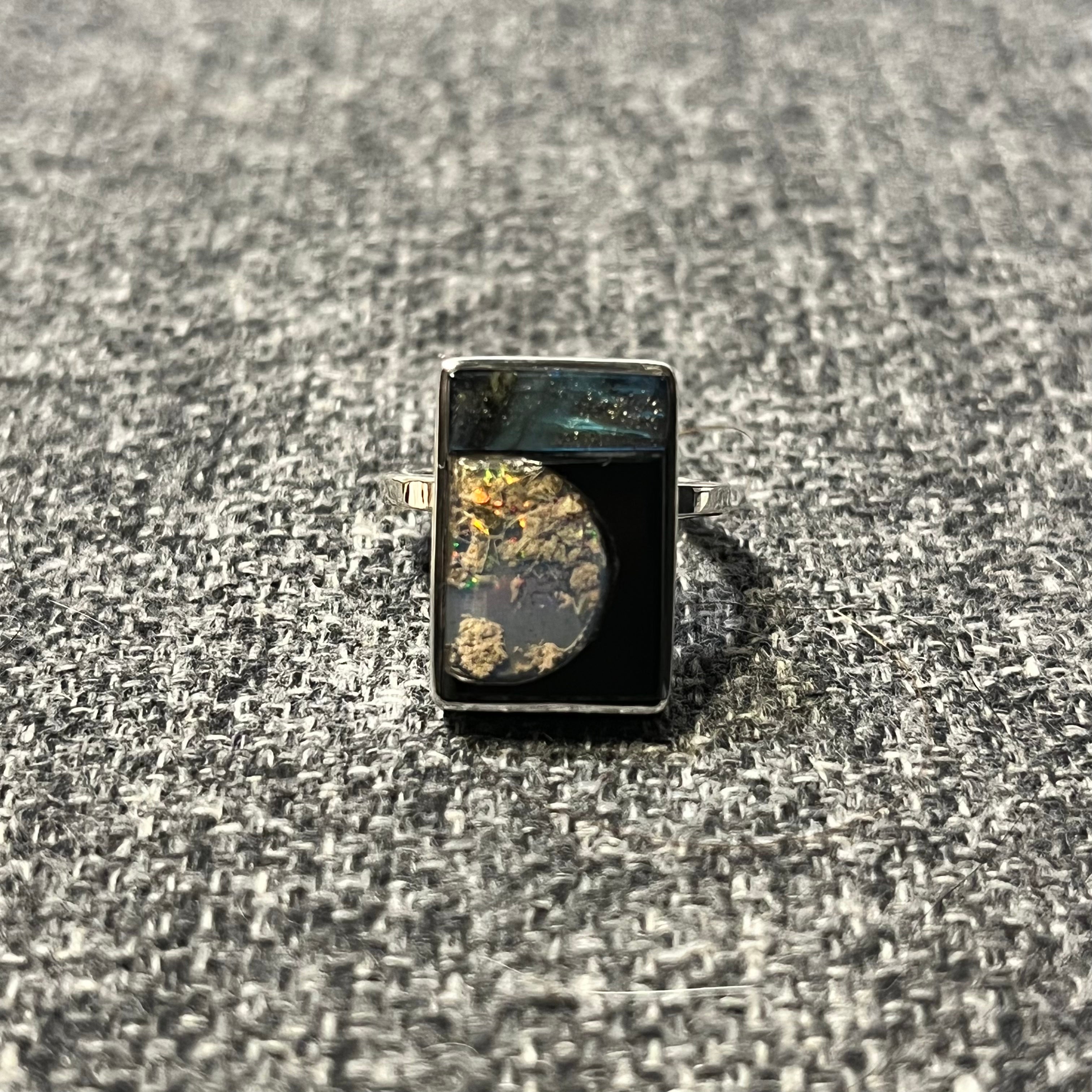 Opal Midnight Moon Ring - Size 6.25/6.5