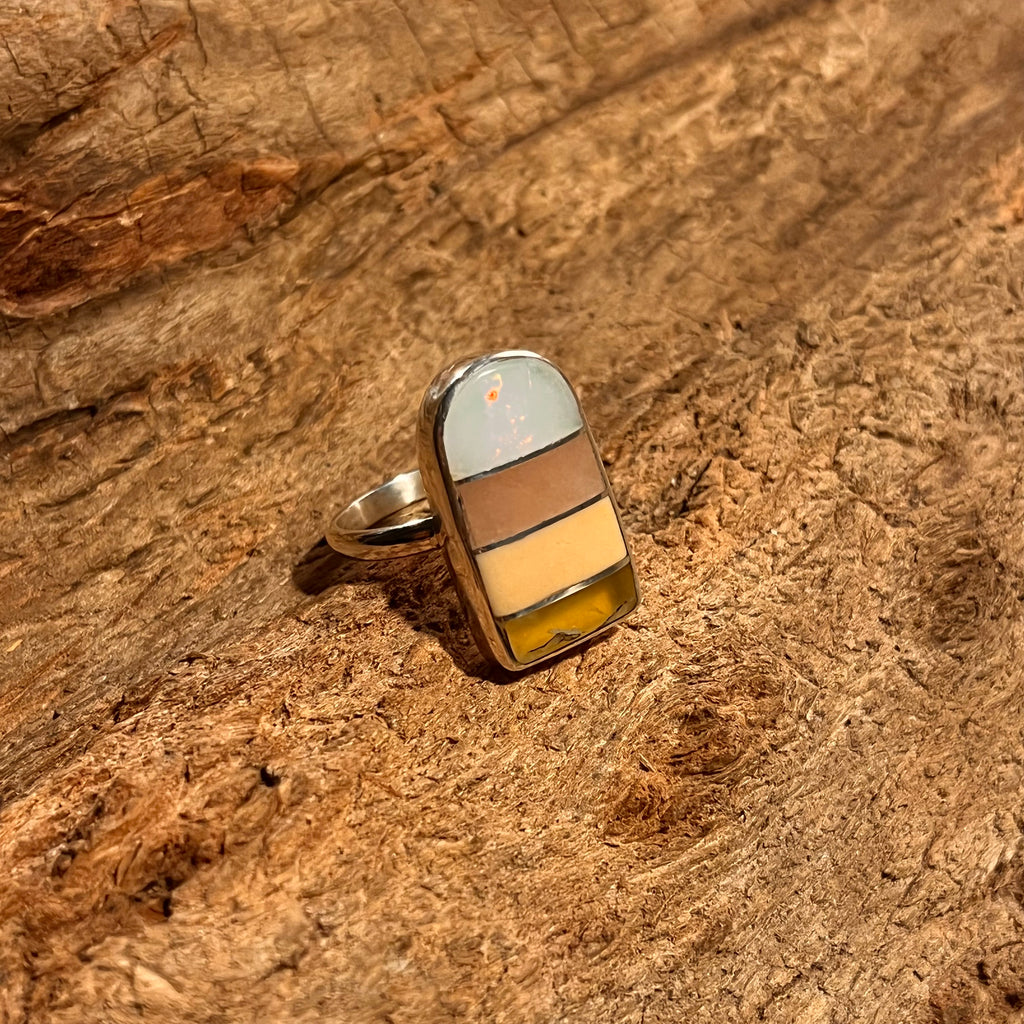 Opal Peach Colorwave + Shield Hybrid Ring - Size 7.5