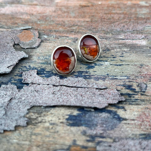Fire Opal + Carnelian Stud Earrings