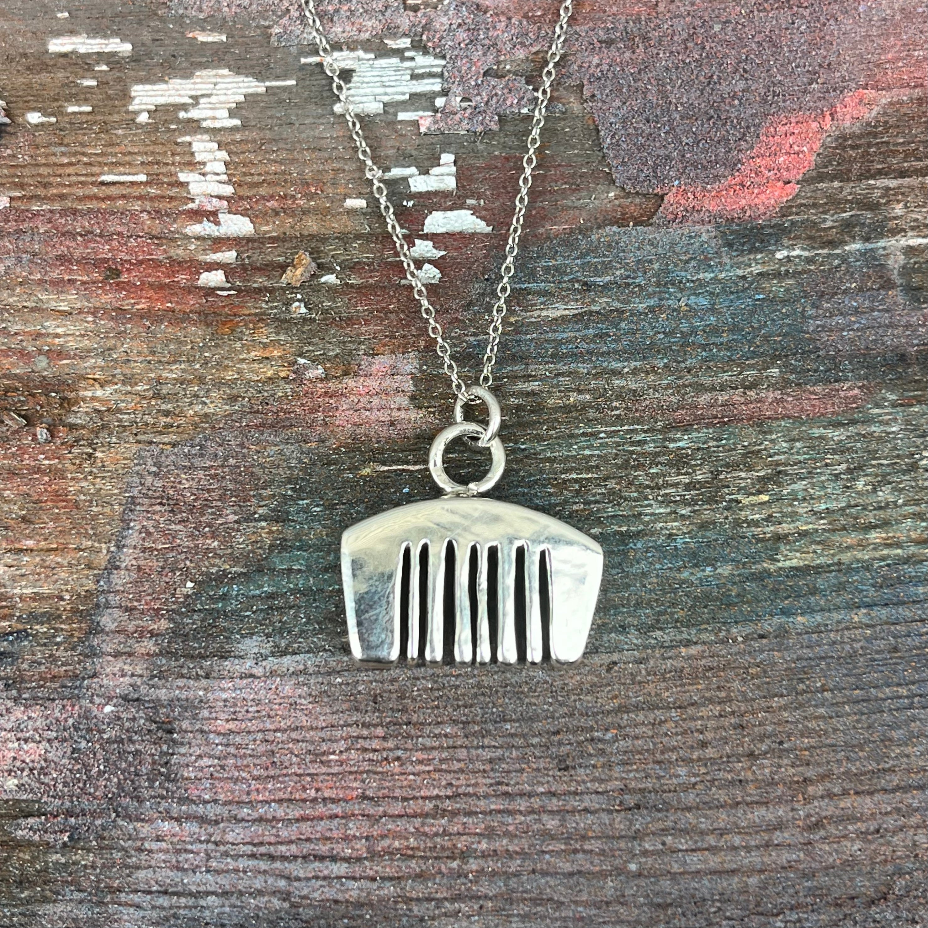 Mini Silver Boudoir Comb Pendant Necklace
