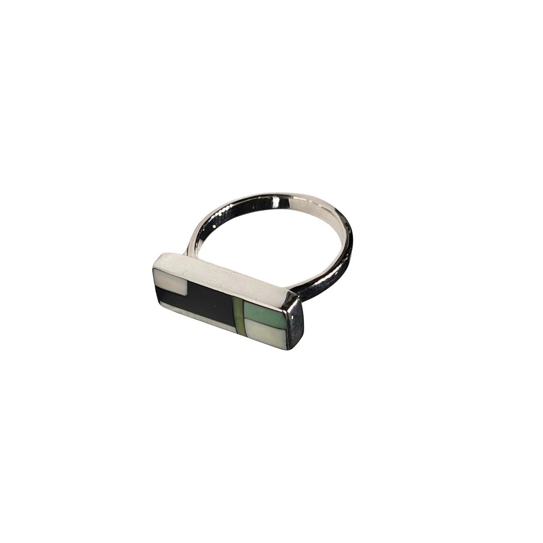 Micro Inlay Bar Ring - sz 7.5