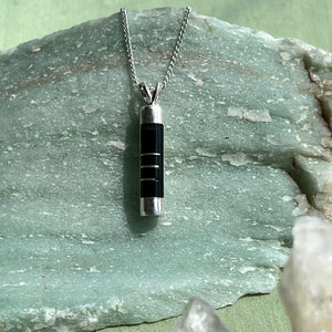 Mini Pillar Pendant Necklace - Black Jade